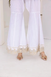 White Cotton Gharara Pant