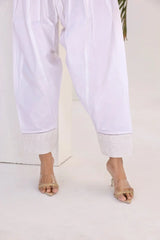 White Embroidered Trouser