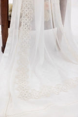 White embroidered lace dupatta