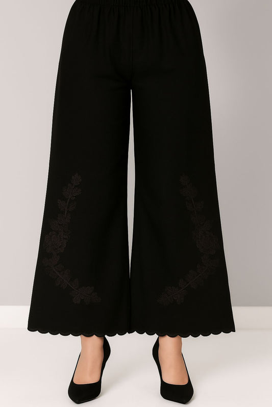 Black Boot Cut  Embroidery Pants