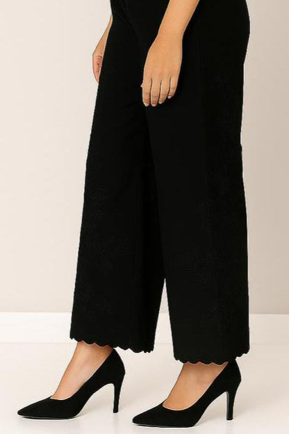 Black Boot Cut  Embroidery Pants